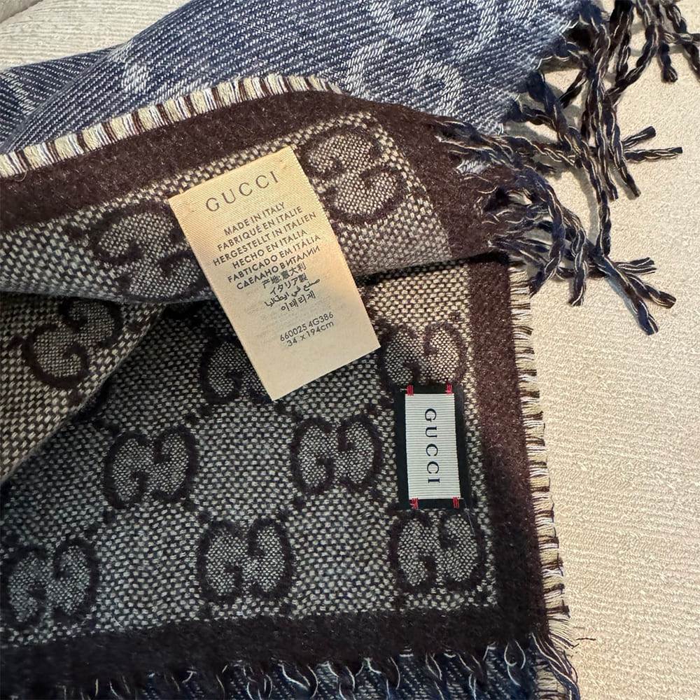 Gv*cl GG jacquard tassel knit scarf