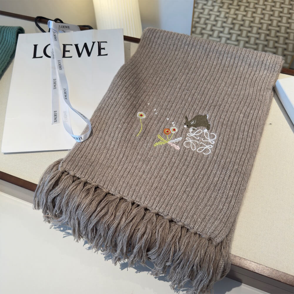 L0ew* Wool-Blend Knitted Bunny Scarf