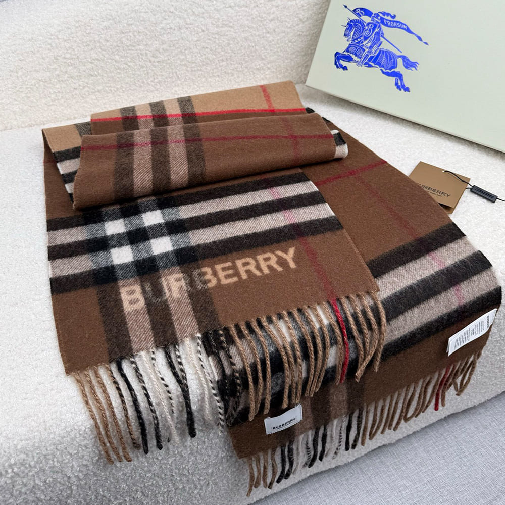 Bv*b*rry Contrast Check Cashmere Scarf