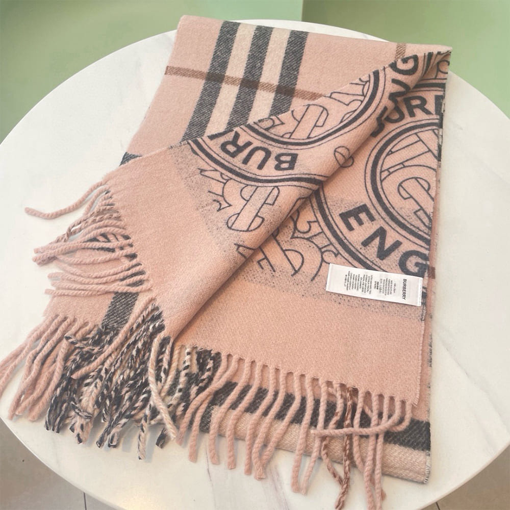 Bv*b*rry Reversible Check And Monogram Cashmere Scarf