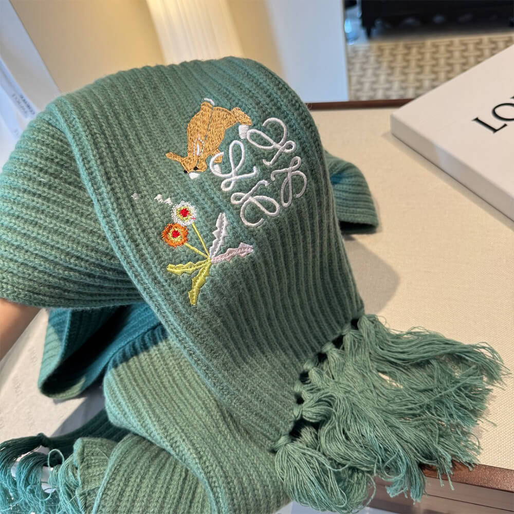 L0ew* Wool-Blend Knitted Bunny Scarf