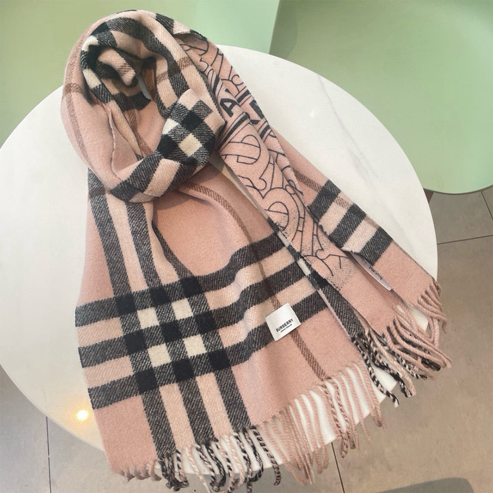 Bv*b*rry Reversible Check And Monogram Cashmere Scarf