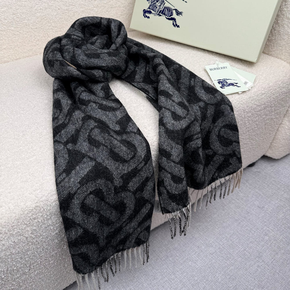Bv*b*rry Reversible Check And Monogram Cashmere Scarf