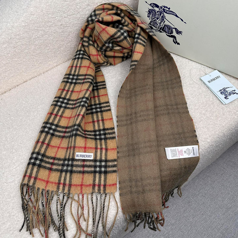 Bv*b*rry Check Cashmere Scarf