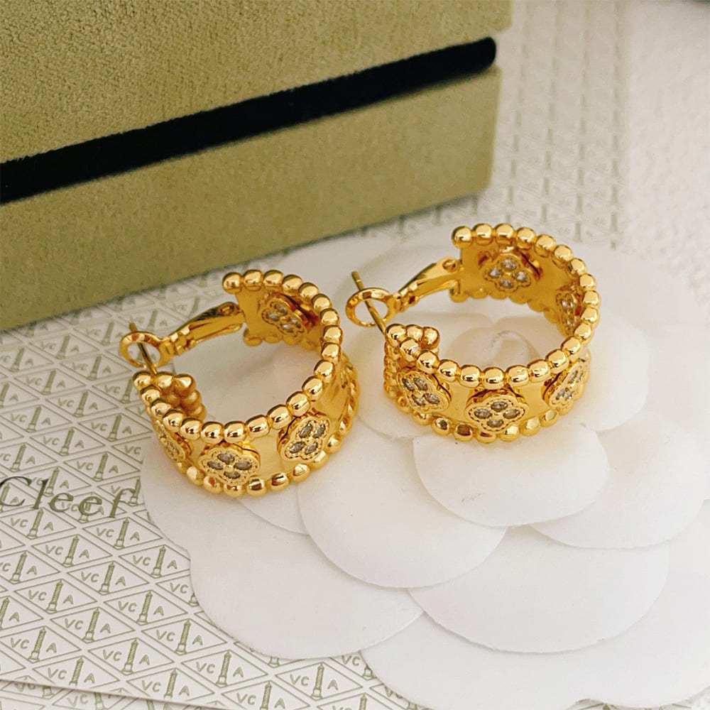 VCA Perl??e four-leaf clover hoop earrings