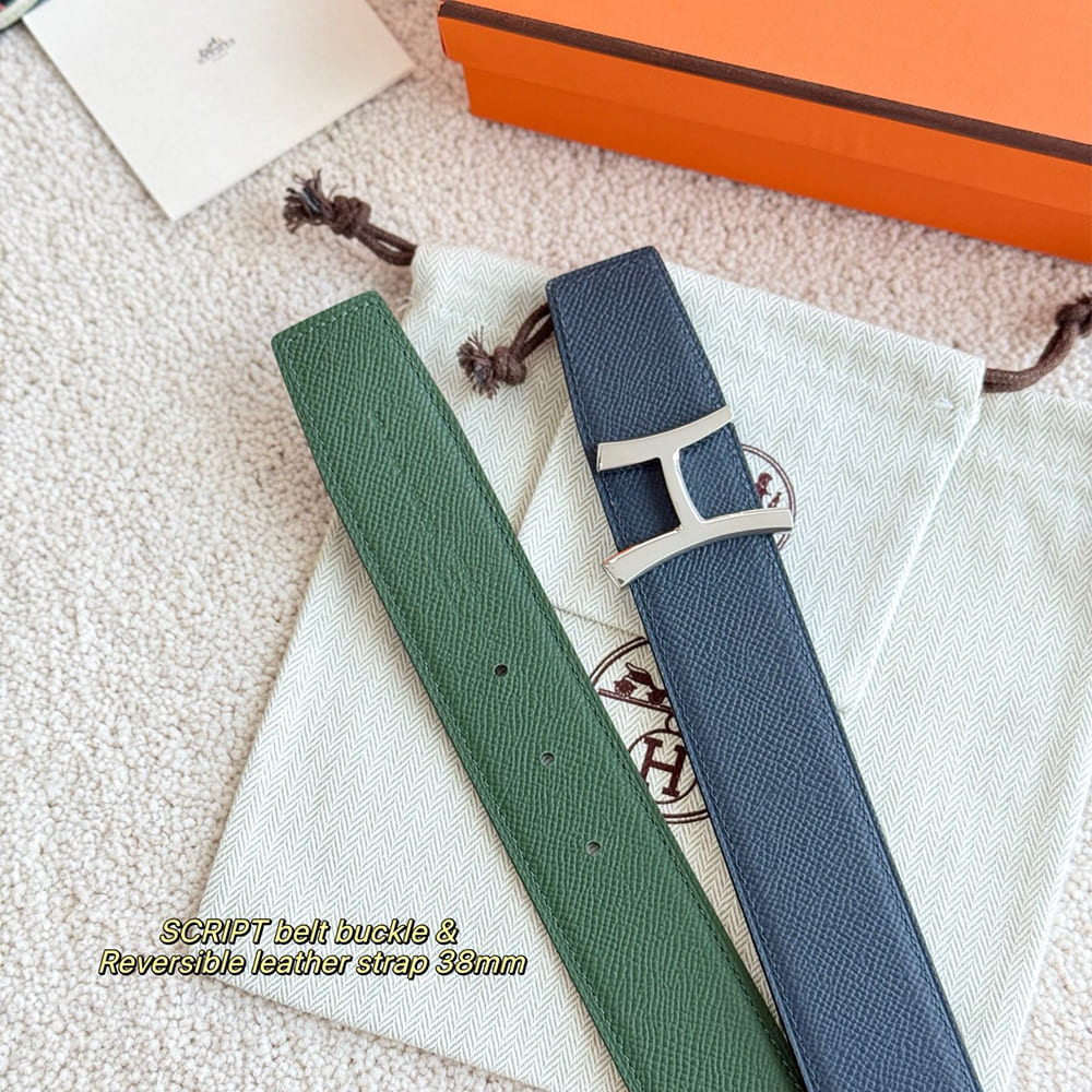 H**me5 Script belt buckle & Reversible leather strap 38 mm