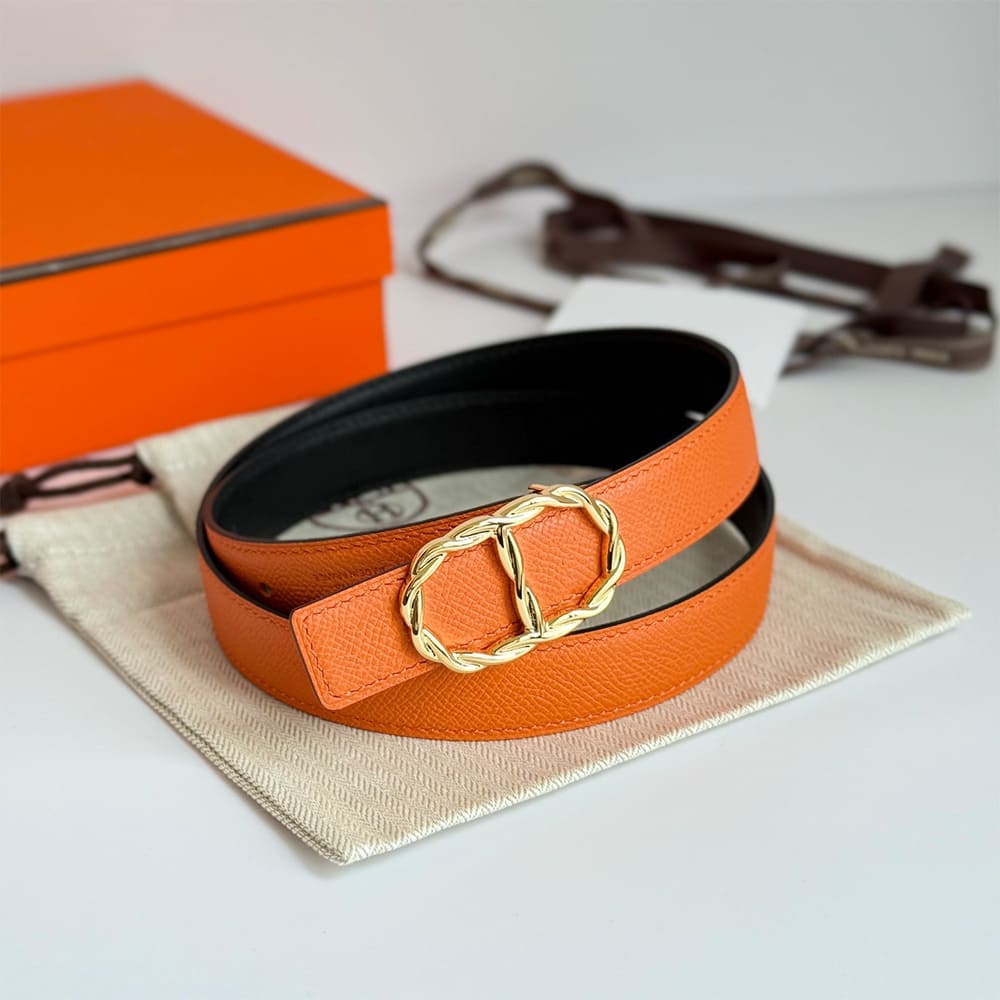 H**me5 Twisted Link & Leather Reversible Belt Buckle 24 mm