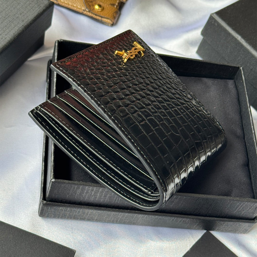 TINY CASSANDRE East/West wallet in CROCODILE-EMBOSSED matte leather(HIGH-END GRADE)
