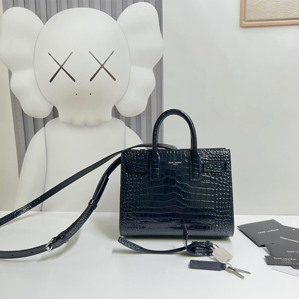 Y51 SAC DE JOUR NANO IN EMBOSSED CROCODILE SHINY LEATHER