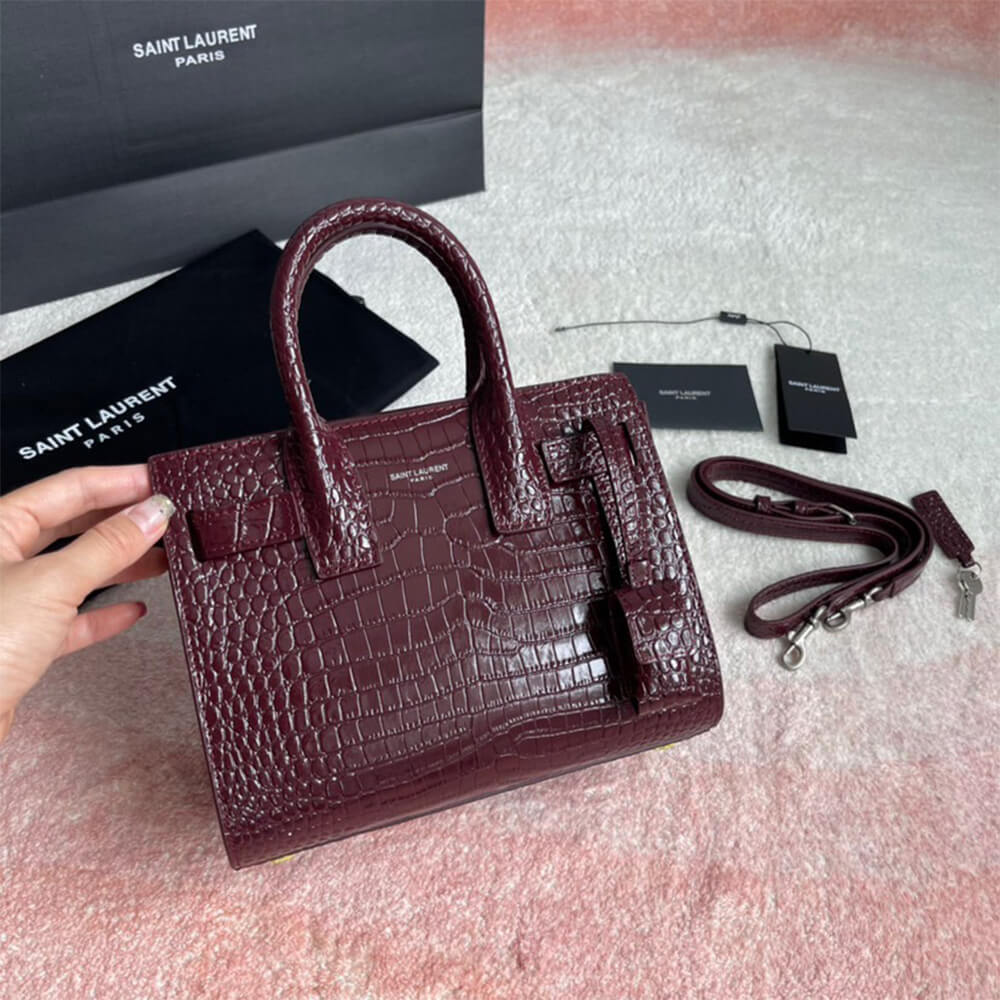 Y51 SAC DE JOUR NANO IN EMBOSSED CROCODILE SHINY LEATHER