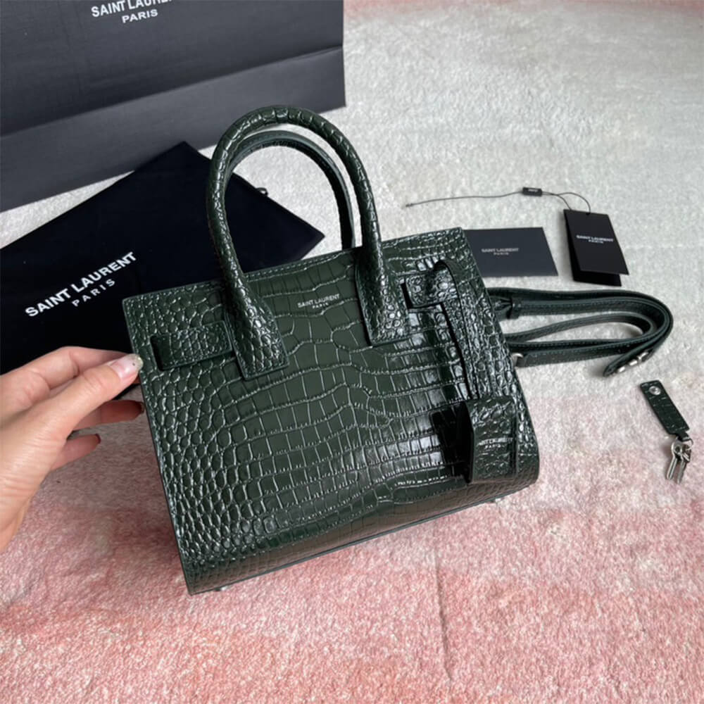 Y51 SAC DE JOUR NANO IN EMBOSSED CROCODILE SHINY LEATHER