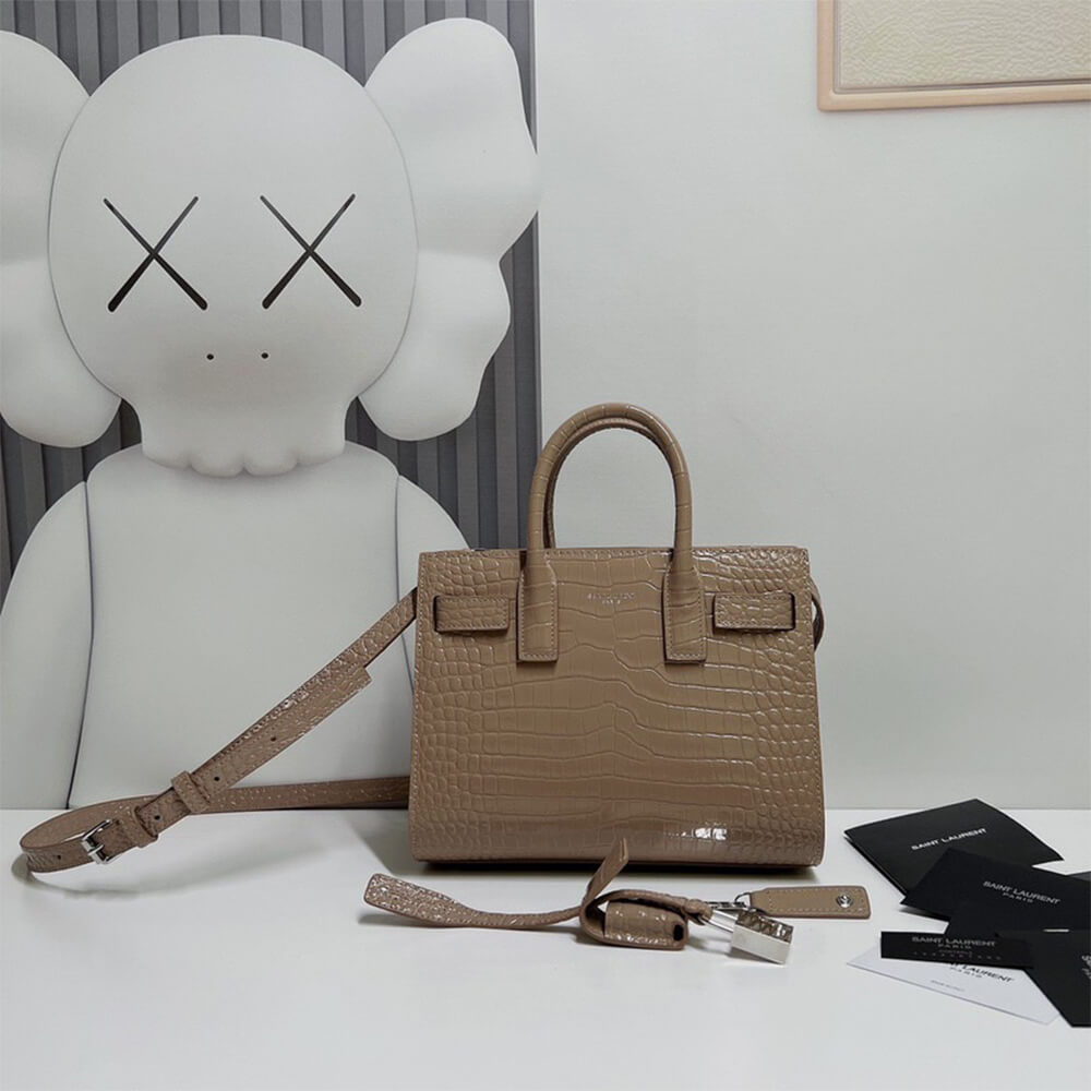 Y51 SAC DE JOUR NANO IN EMBOSSED CROCODILE SHINY LEATHER