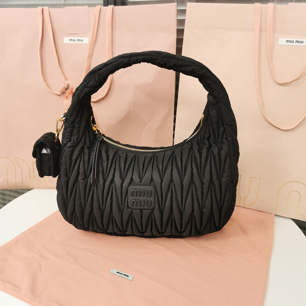 M1v wander matelasse regenerated nylon hobo bag