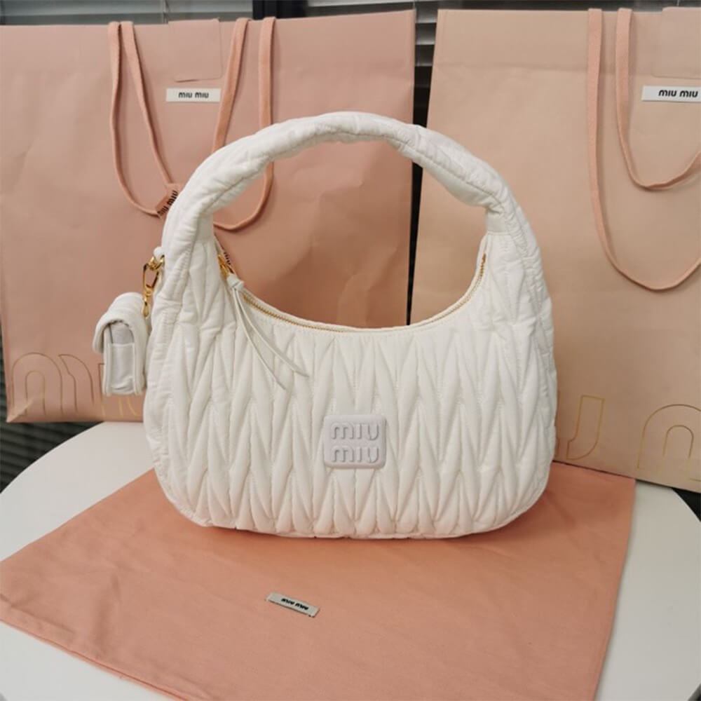 M1v wander matelasse regenerated nylon hobo bag