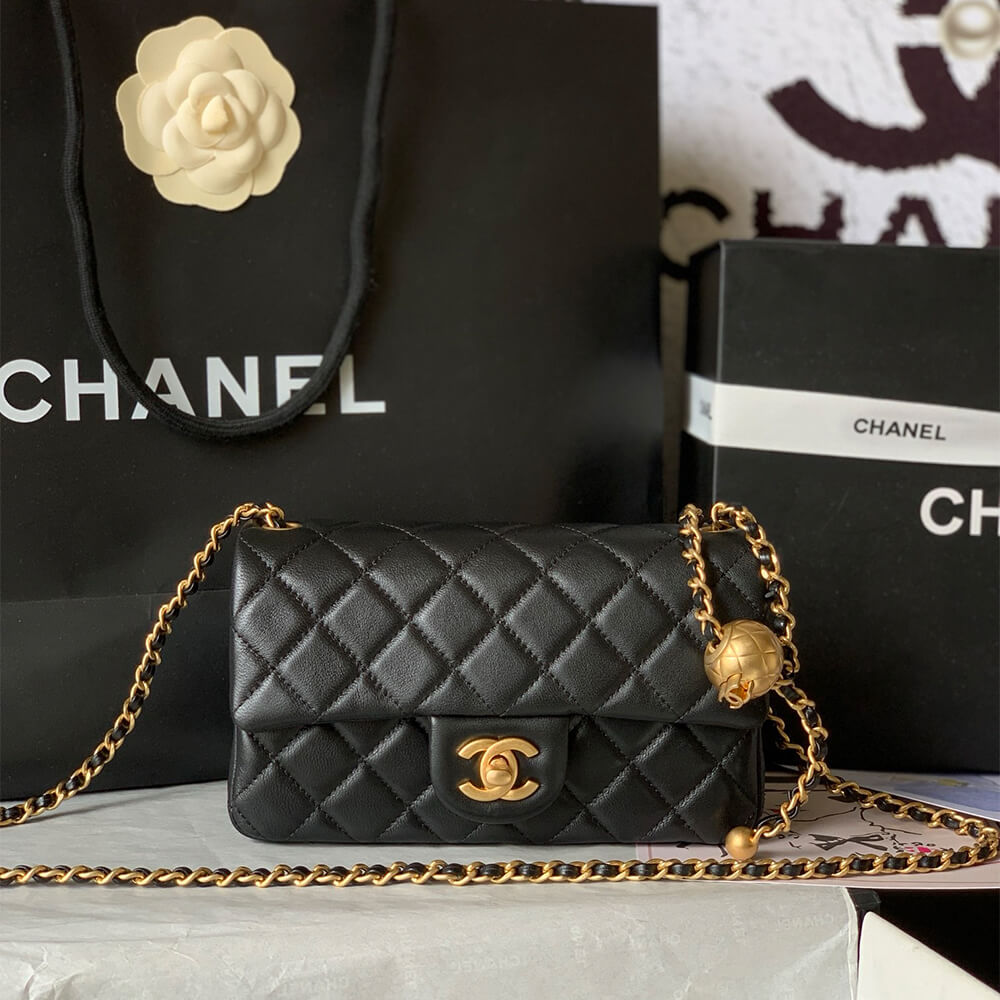 Ch**el Pearl Crush Mini Rectangular Flap