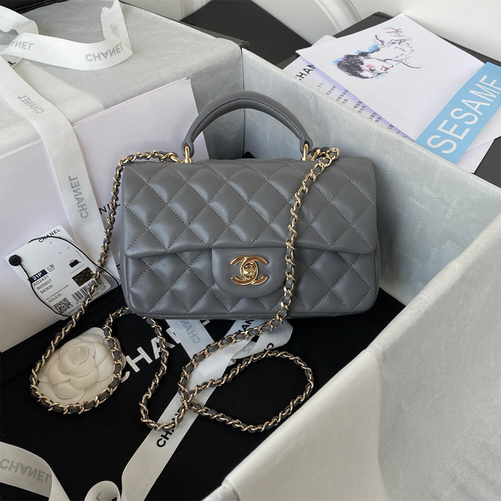 Ch**el Mini Classic Handbag With Top Handle
