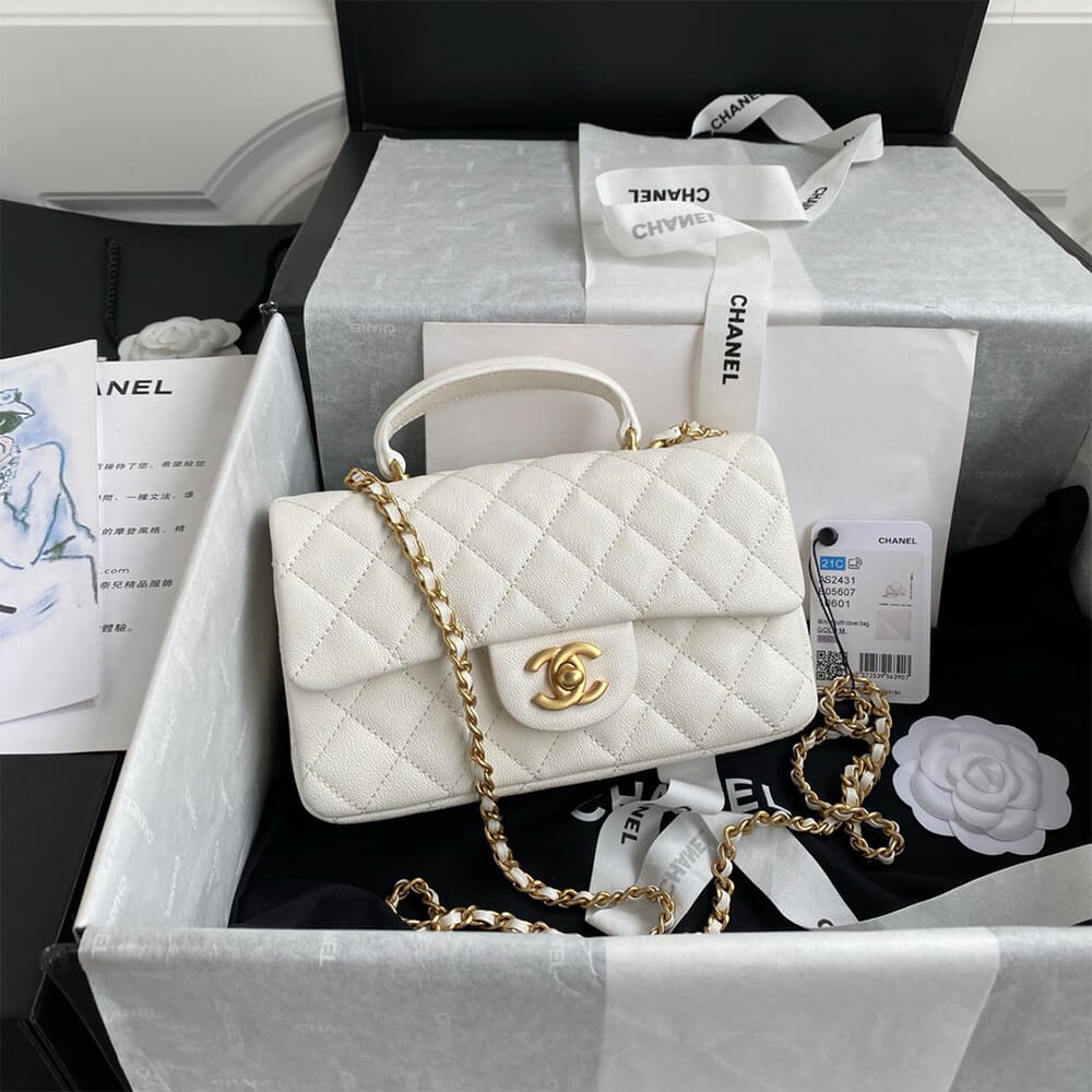 Ch**el Mini Classic Handbag With Top Handle