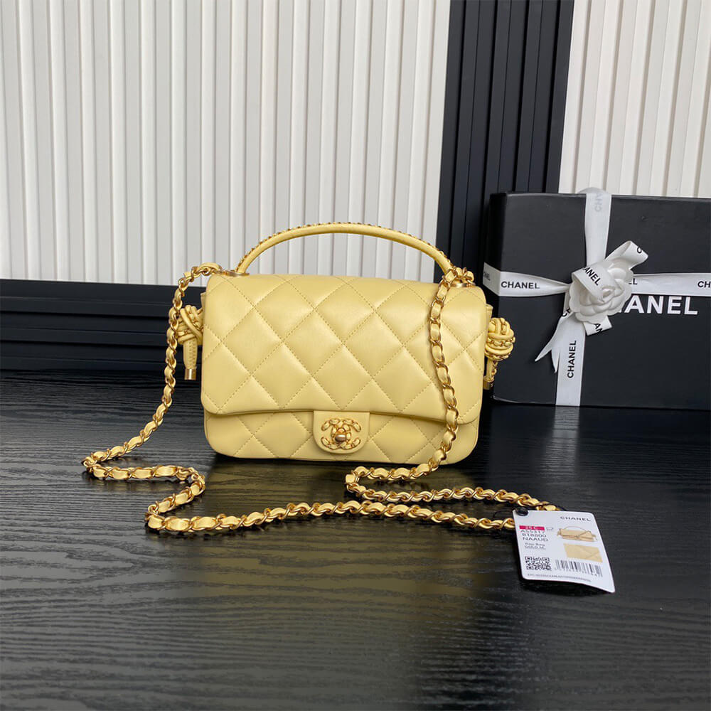 Ch**el Flap Bag with Top Handle(HIGH-END GRADE)
