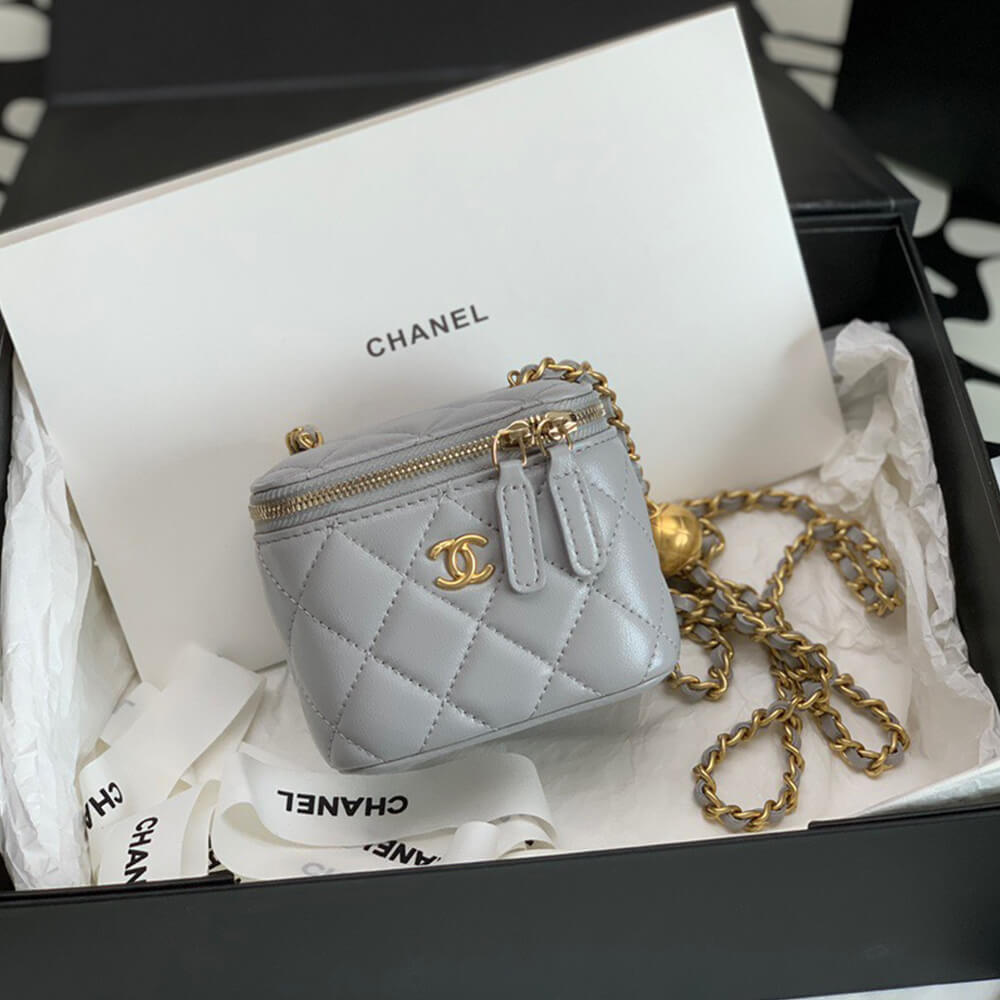 Ch**el Quilted Pearl Crush Mini Vanity Case