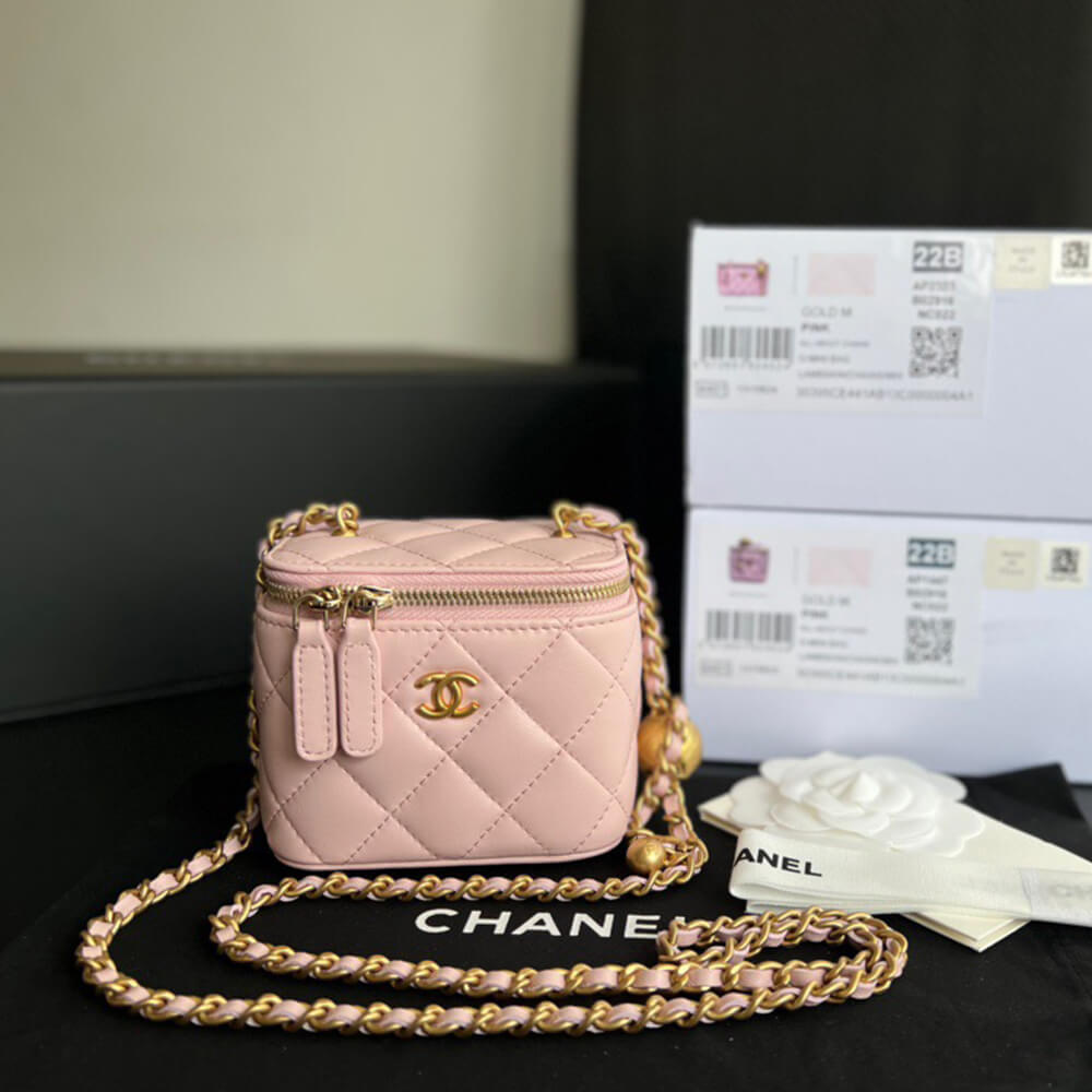 Ch**el Quilted Pearl Crush Mini Vanity Case