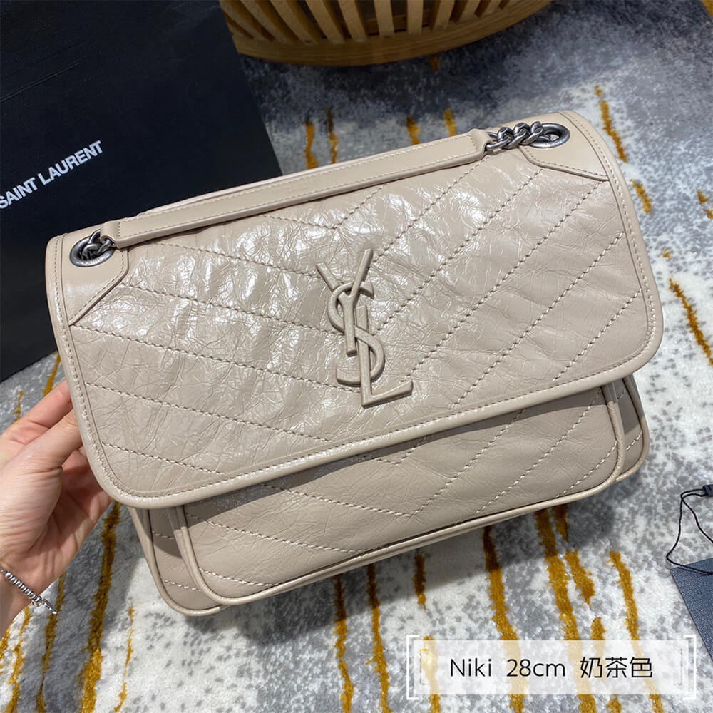Sa1nt Lau*nt NIKI MEDIUM IN CRINKLED VINTAGE LEATHER