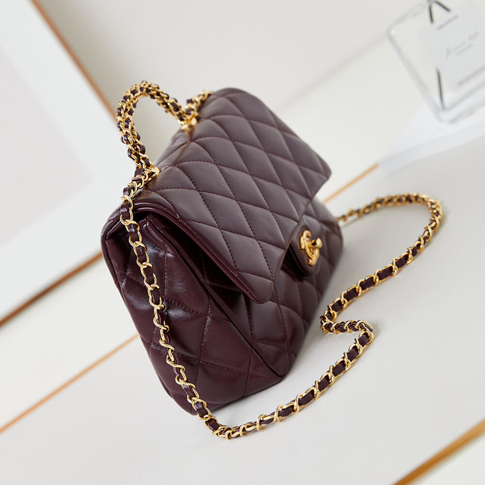 Ch**el Flap Bag with Top Handle(HIGH-END GRADE)