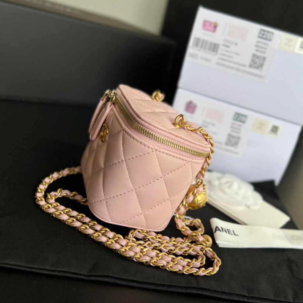 Ch**el Quilted Pearl Crush Mini Vanity Case