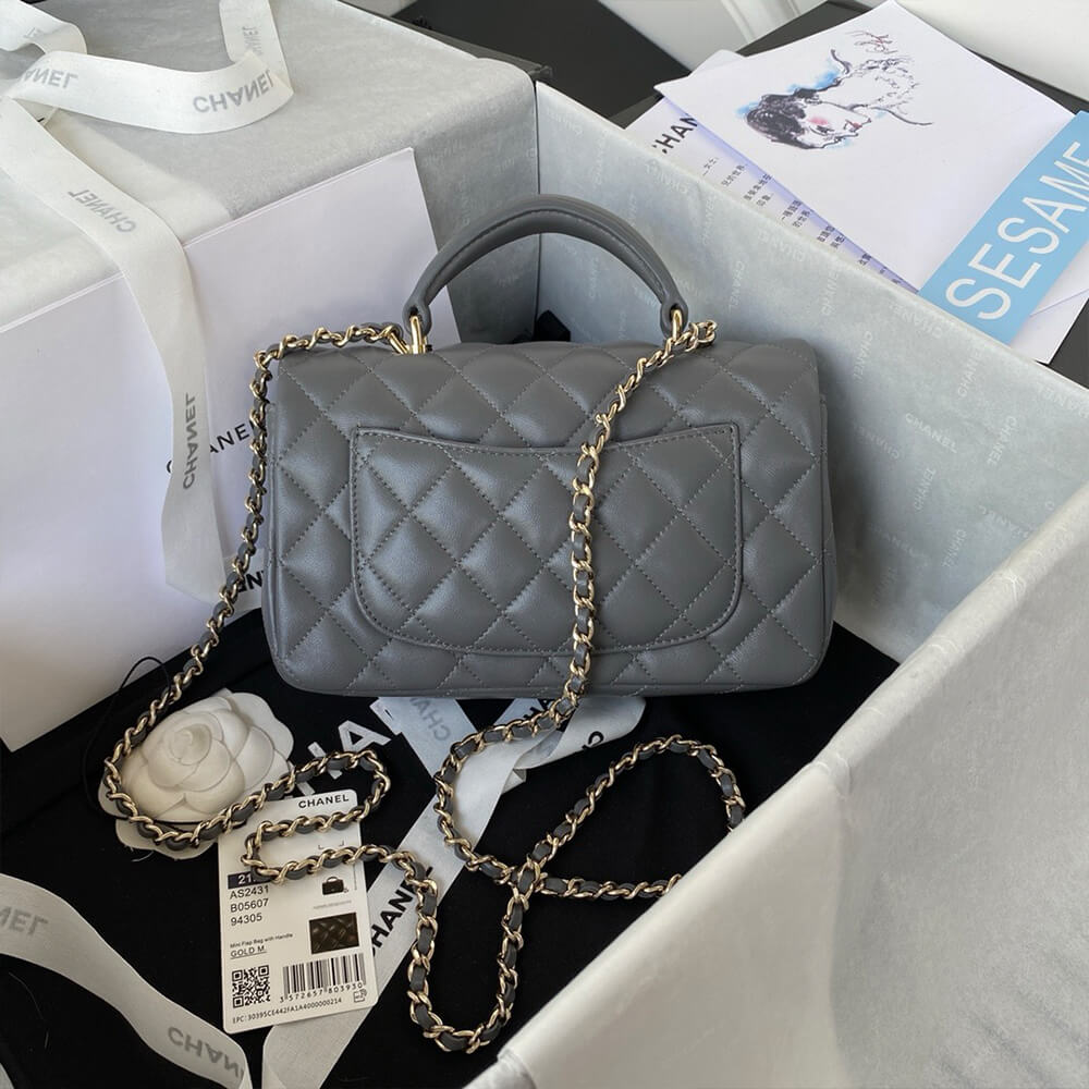 Ch**el Mini Classic Handbag With Top Handle