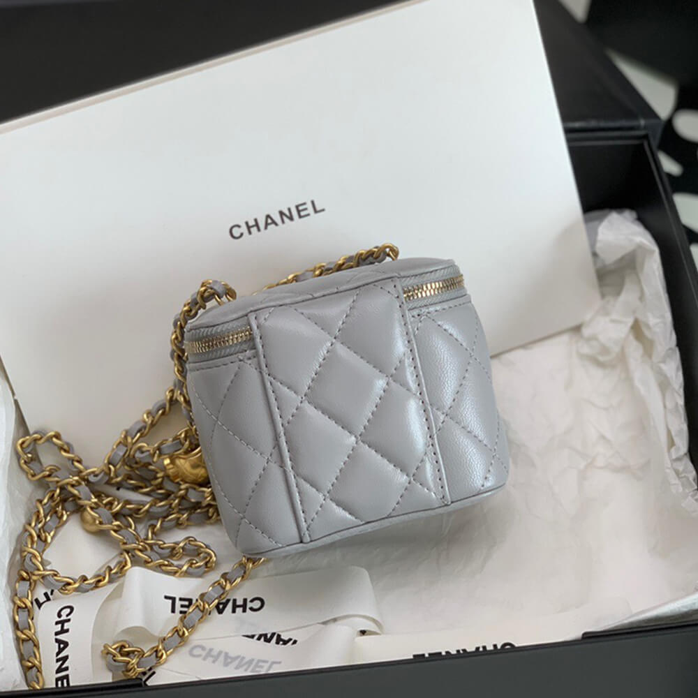 Ch**el Quilted Pearl Crush Mini Vanity Case