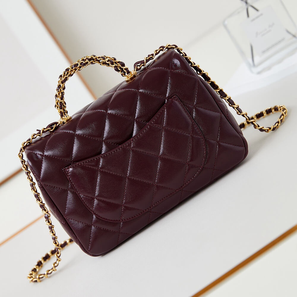 Ch**el Flap Bag with Top Handle(HIGH-END GRADE)