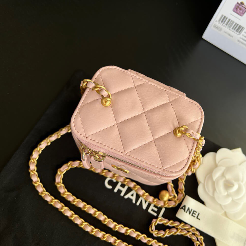 Ch**el Quilted Pearl Crush Mini Vanity Case