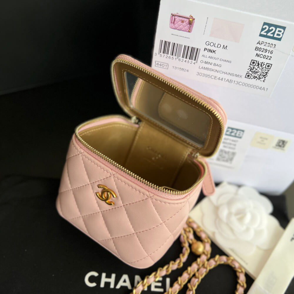 Ch**el Quilted Pearl Crush Mini Vanity Case