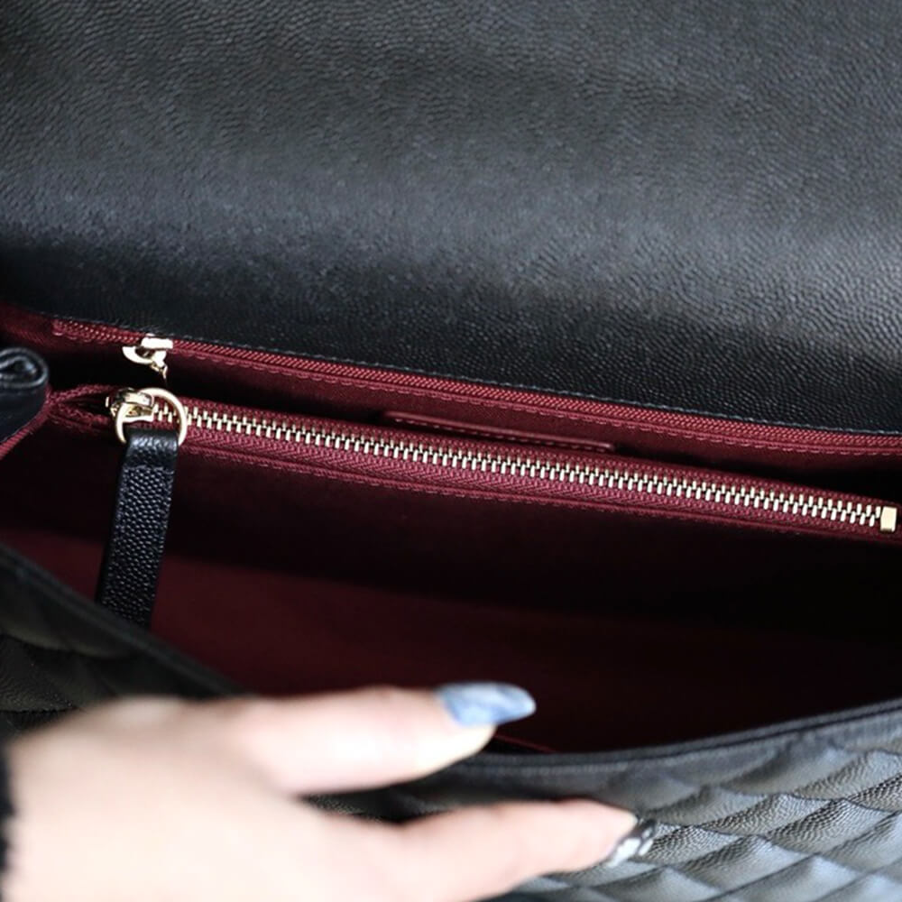Ch**el LARGE FLAP BAG WITH TOP HANDLE(high-end grade)