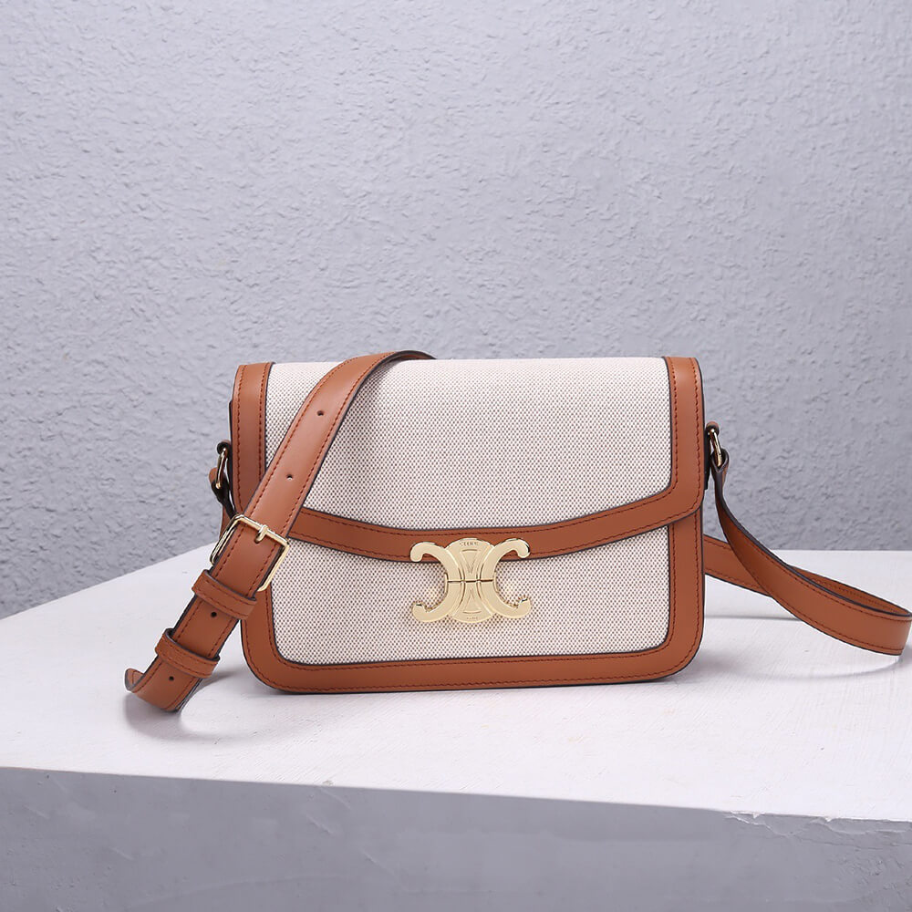 Ce1i*e CLASSIQUE TRIOMPHE BAG IN TRIOMPHE CANVAS AND CALFSKIN