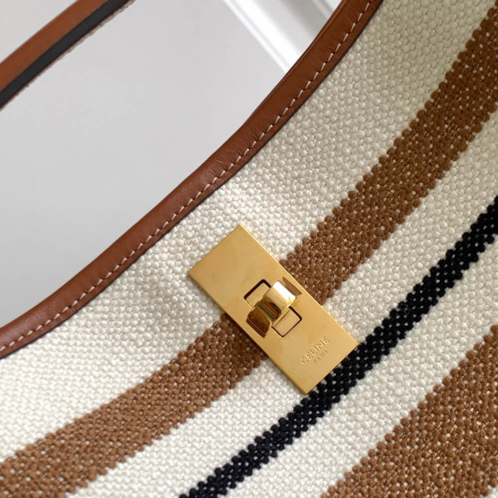Ce1i*e BUCKET 16 BAG IN STRIPED TEXTILE WITH Ce1i*e JACQUARD(high-end grade)