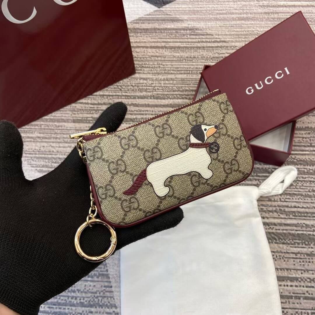 GG key case with dog detail