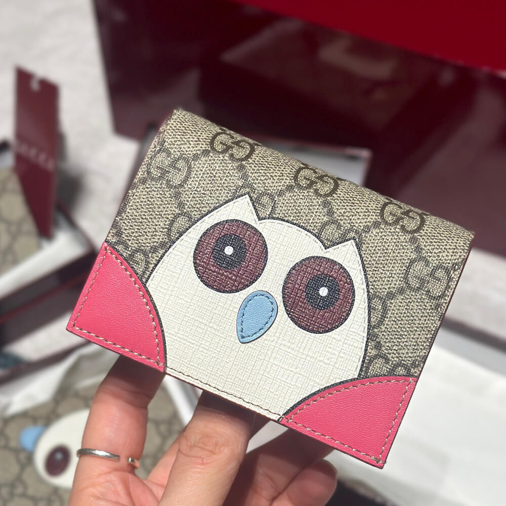 GG mini wallet with owl detail