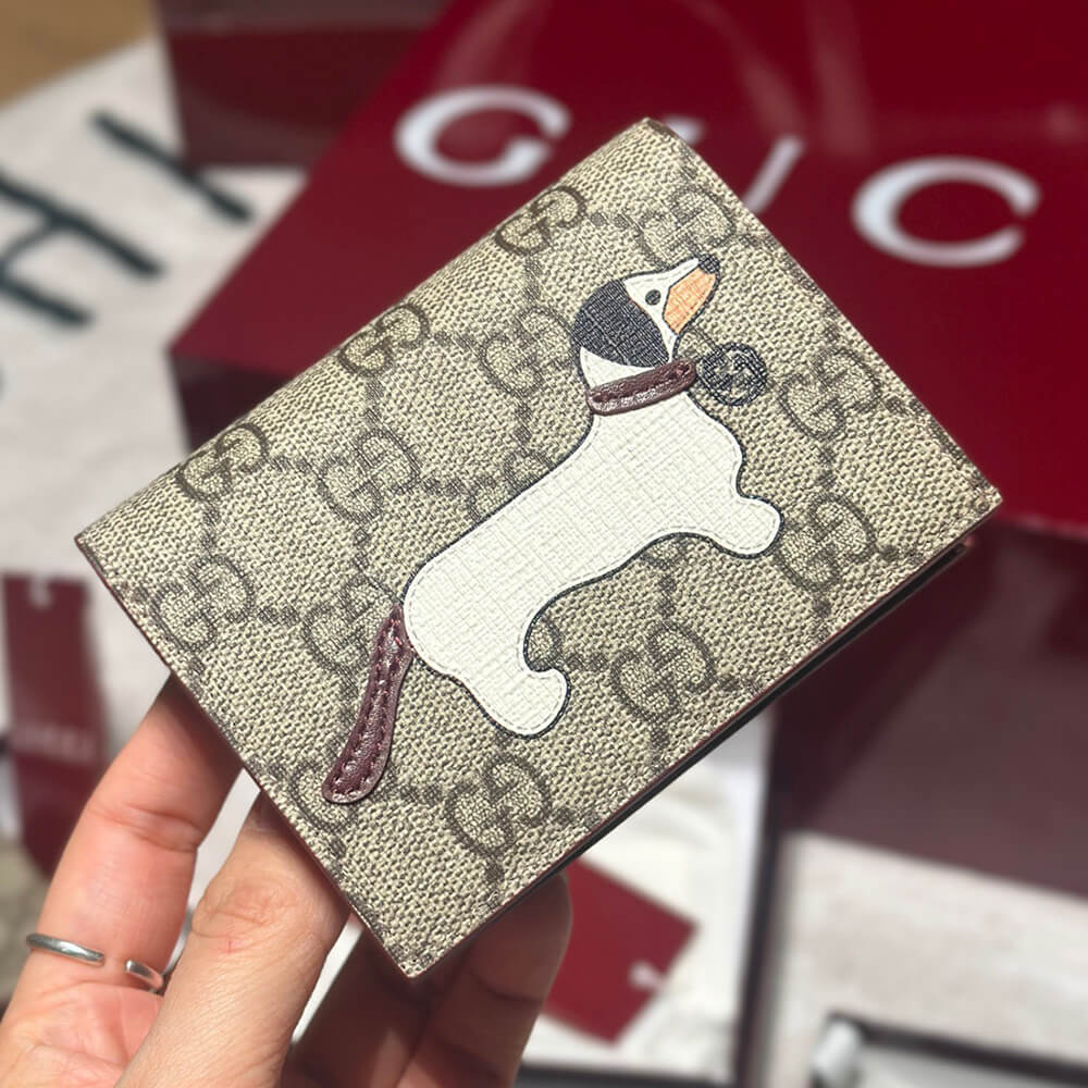 GG mini wallet with dog detail