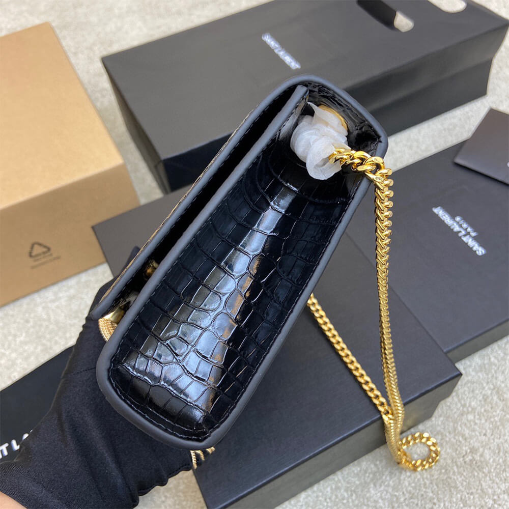 Y51 kate medium tassel in crocodile-embossed leather