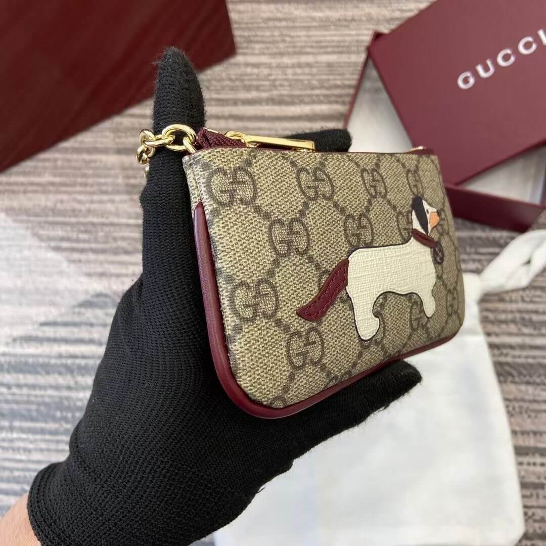 GG key case with dog detail