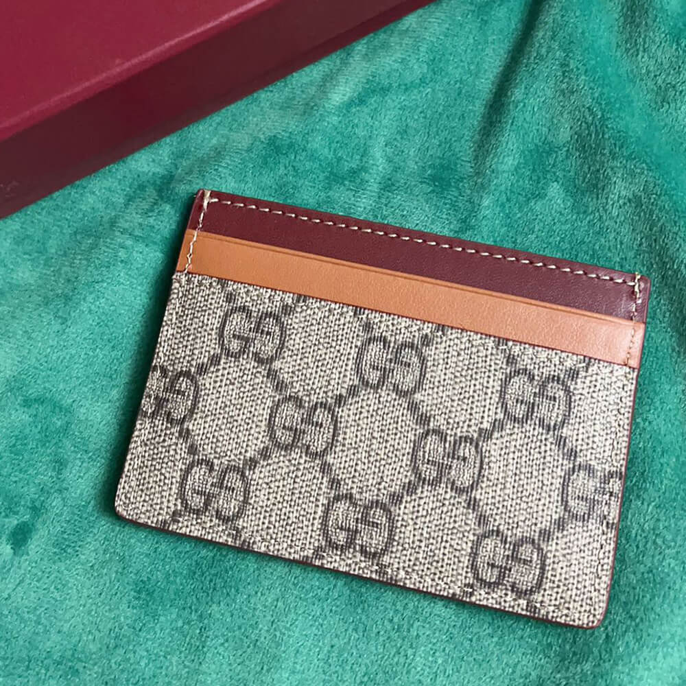 Bi-color GG card case with dog detail