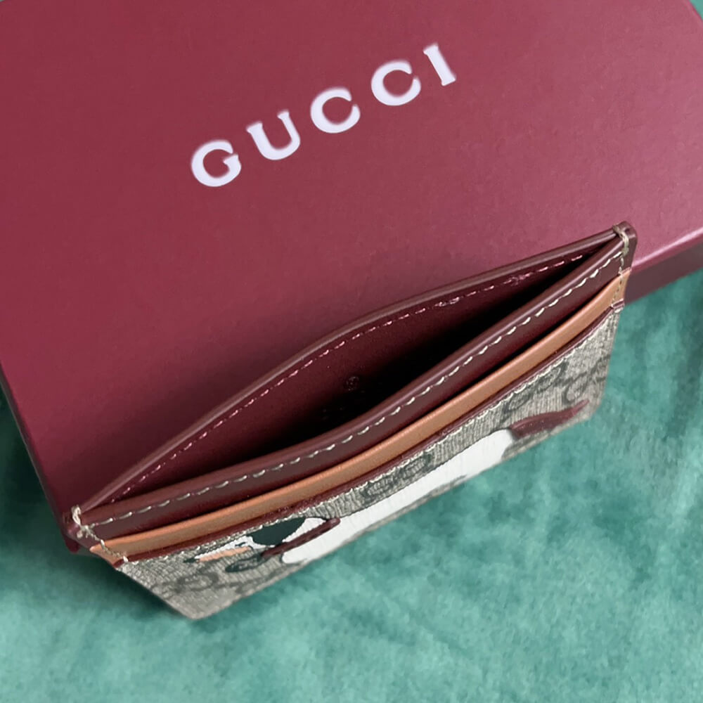 Bi-color GG card case with dog detail