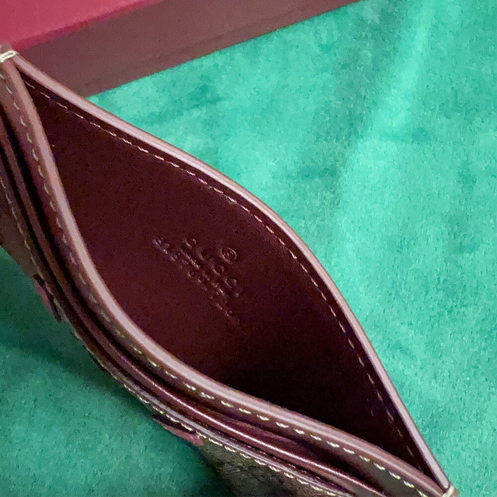 Bi-color GG card case with cat detail