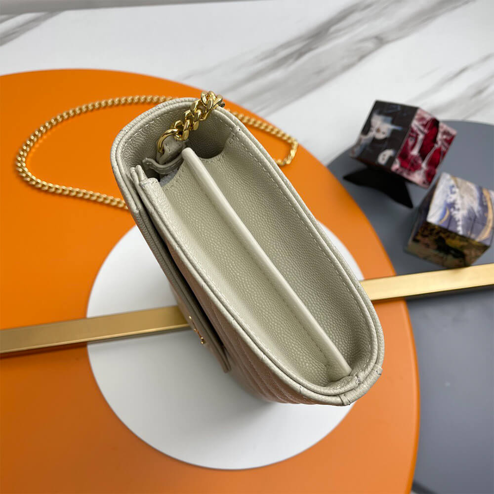 Y51 classic cassandre chain wallet in grain de poudre leather