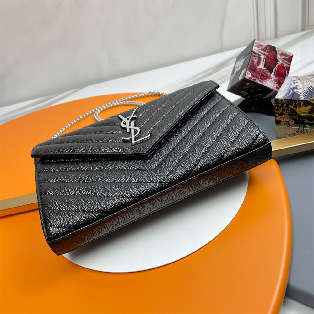 Y51 classic cassandre chain wallet in grain de poudre leather