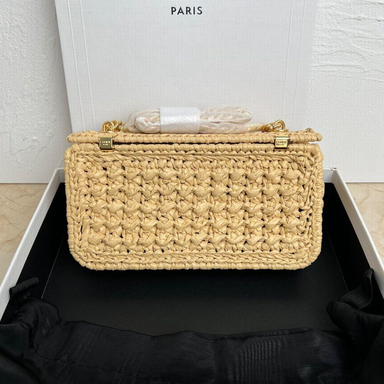 Ce1i*e CHAIN SHOULDER BAG CLAUDE IN RAFFIA EFFECT TEXTILE(HIGH-END GRADE)