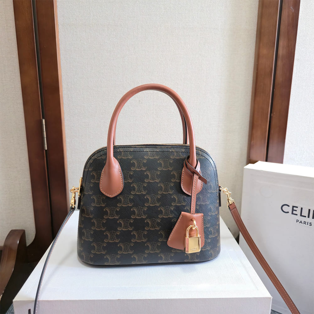 Ce1i*e TEEN HONORINE BAG IN Triomphe Canvas and Calfskin