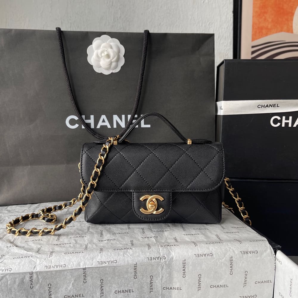 Ch**el Mini Flap with top handle(HIGH-END GRADE)
